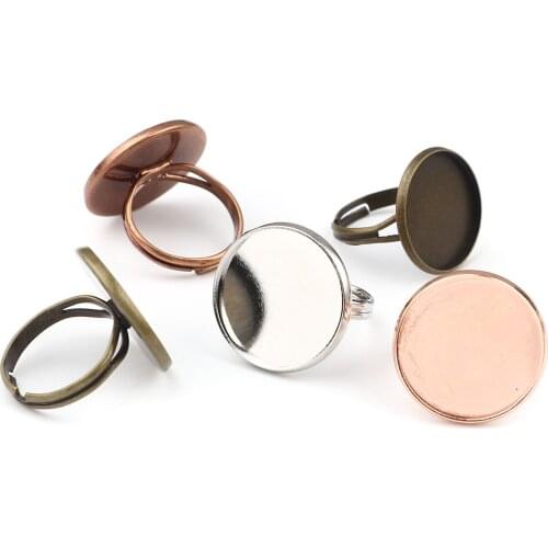 Copper Cabochon Settings Rings Round (Fit 10mm-20mm Dia.) Cabochon Settings DIY Making Jewelry Findings 17.3mm(US Size 7), 10PCs