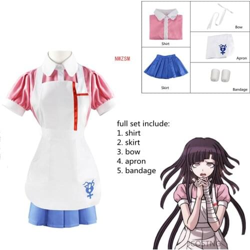 Anime Danganronpa Mikan Tsumiki Cosplay Costume Halloween Carnival Ultimate Nurse Funny Costume Cafe Maid Uniform for Women