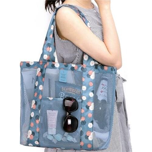 Summer Sport Swimming Bag Outdoor Multifunctional Women Beach Storage Bag 4 Color Mesh Handbag