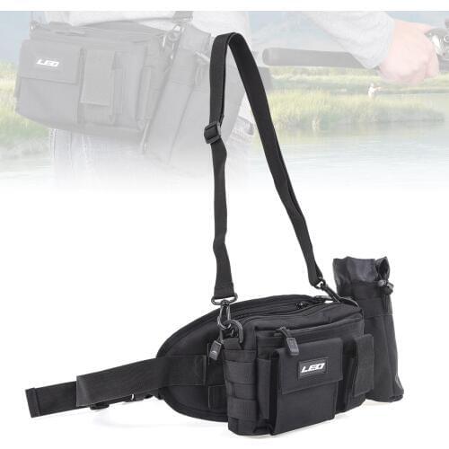 Black Oxford Cloth Multifunctional Fishing Tackle Bag Sports Shoulder Bag Crossbody Bags Waterproof Waist Bag