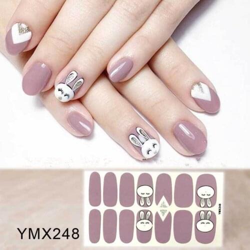1sheet YMX248 Rabbit Designs Sticker Korea Styles Full Cover Nail Wraps DIY Manicure Slider Nail Art Vinyls Polish Stickers