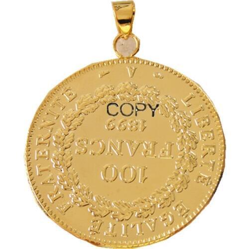 P(04)Coin Pendant 1899A 100 Francs Gold Plated Fashion Jewelry(diameter:35mm)