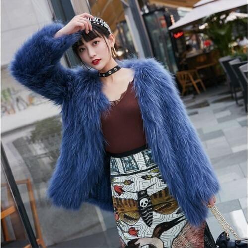 100% Suede High Quality Raccoon Dog Hair Knit Coat Fashion Short Fur Fur Coat Womens Autumn And Winter Warm Woven Top