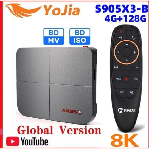 Support Dolby BD MV Disiney+ 8K Smart TV Box Android 9.0 Amlogic S905X3-B ISO Media Player 2020 4G 128G Dual Wifi PK X96 H96 MAX