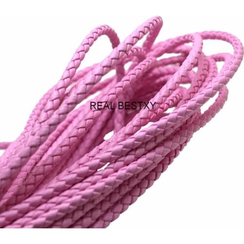 5m/lot Approx: 4mm Round Pink Leather Cord for Bracelet Necklace Making Leather Strings Rope for Bracelets Necklaces Making