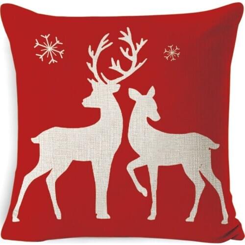 Christmas Pillow Covers Reindeer Xmas Tree Snowflake Decorative Throw Cushion Covers for Sofa Couch Bed