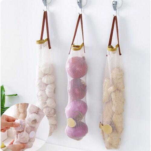 Multifunction Reusable Fruit Vegetable Hanging Storage Mesh Bag Breathable Garlic Onion Organizer Kitchen Tools accessories