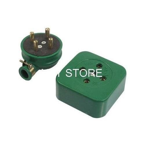 16A 440VAC Three Phase Four Wire Green Socket w 4Pin Plug Adapter