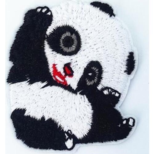Clothing diy embroidery animal badge iron on patch deal with it Hi panda patches for clothe badges stickers fabric free shipping