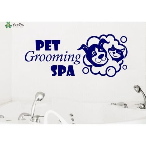 YOYOYU Wall Decal Pet Grooming Spa Wall Stickers Animal Dog Pet Shop Wall Decor Interior Window Logo Pattern Wallpaper DIY SY788