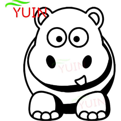 Cute Animal Hippo Cartoon Car Sticker Body Decoration Personality PVC Waterproof Sunscreen Sticker Can Be Customized Color