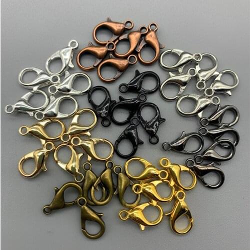 50pcs Metal Lobster Clasps Hooks With Jump Rings Gold Color End Clasps Connectors For Necklace Findings Jewelry Making Supplies