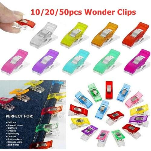 10/20/50PCS Sewing Clips Plastic Clamps Quilting Crafting Crocheting Knitting Safety Clips Assorted Colors Binding Clips Paper