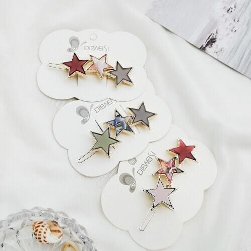 MAA-OE 2020 New Fashion Colorful Five-pointed Star Hair Clips For Women Girls New Korea Hairpins Set Female Hairwear Jewelry