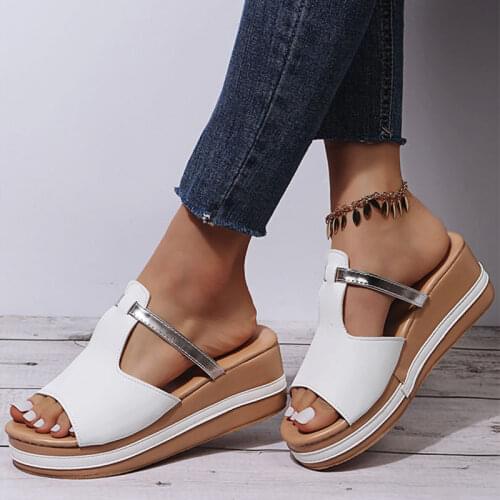 Women Sandals 2021 Women Heels Sandals Slip On Wedges Shoes For Women Slippers Summer Sandalias Platform Sandals Shoes