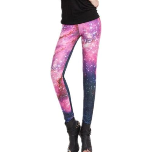 DOUBCHOW Womens Galaxy 3D Printed Leggings Pants 2020 Maiden Girls Spandex Shiny Stretchy Leggins Costume Skinny Footless 2XL