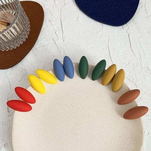 Minar Minimalist Rainbow Turtle Shell Leaf Earrings for Women Trendy Red Green Black Blue Brown Resin Arcylic Oval Stud Earrings