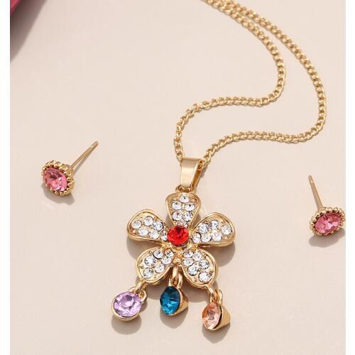 Bridal Turkey Gold Color Jewelry Sets Crystal Necklace Earrings Set Nigerian Wedding Party Women Fashion Rhinestone Jewelry Set
