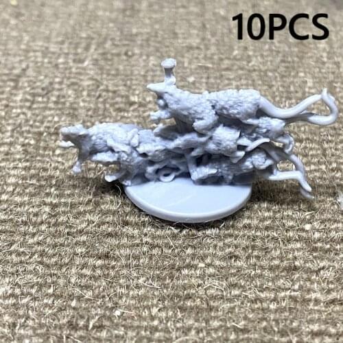 10PCS Grey Rat Swarm Pack Miniatures Black Plague Board Game Role Playing Figures Toys Rare Collectible