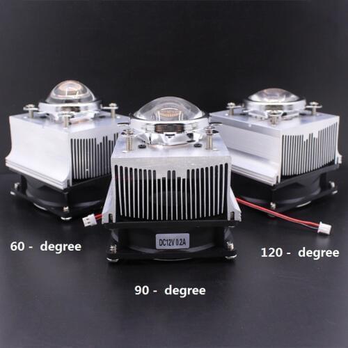 100W LED Aluminium Heat Sink Cooling Fan+60degree 90degree 120degree44mm Lens + Reflector Brack