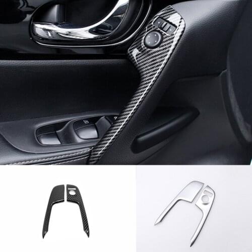 2PCS ABS Carbon fiber Interior Door Window Switch Panel Handle Cover Trim For Nissan Qashqai J11 2015 2016 2017-2020 Accessories