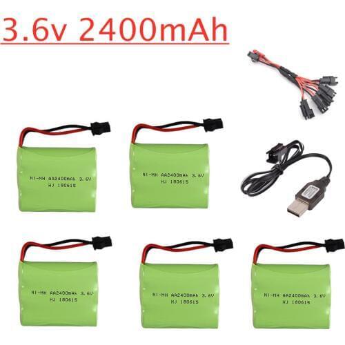 2400mAh 3.6V Ni-MH Battery + Charger Set For Rc toy Car Tank Train Robot Gun NiMH AA 3.6v Rechargeable Battery Pack For Rc Boat