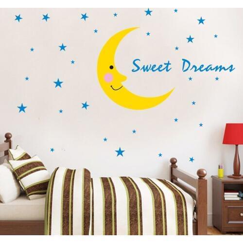 3D Cloud Moon star Ornaments Wall Sticker Kids Room Decoration Sweet Dream Wood Wall Decal Nursery Decor murals Accessories