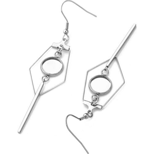 6pcs Stainless Steel Cabochon Earring Settings 6mm 8mm 10mm 12mm Blank Base DIY Earrings Hooks Findings Jewelry Making