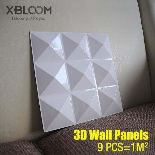 9pcs 30x30cm 3D tile panel mold plaster wall 3D wall stickers living room wallpaper Waterproof 3D Wall sticker Bathroom Kitchen