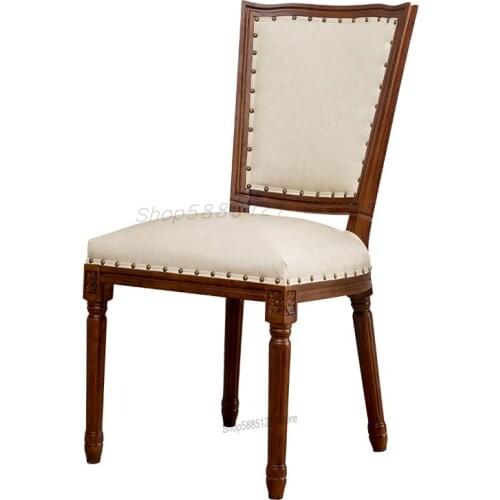 American Dining Chair European Solid Wood Dining Table And Chair Hotel Ladder Back Retro Cafe High-end Oak Dining Chair Study Ch
