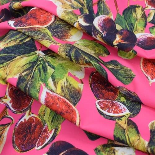 2018 Rose red bottom fig stretch mess satin fabric for dress telas por metros tissu au metre tissus tecido tela shabby chic DIY