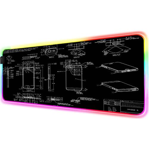 Large Mousepad RGB Mobile Phone Composition Digital Pattern Keyboard Carpet Pad LED Luminous 7-color Laptop XXL Gaming Mouse Pad