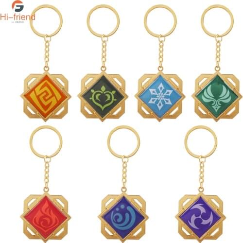 Anime Genshin Impact Keychain Gods Eye Element Vision High Quality Metal Key Ring For Men Women Backpack Pendant Accessories