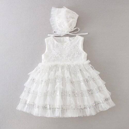 Infant Baby Girl Dress Sequins Baptism for Wedding Party Summer Frocks 3M-24M SLeeveless Vestidos L210