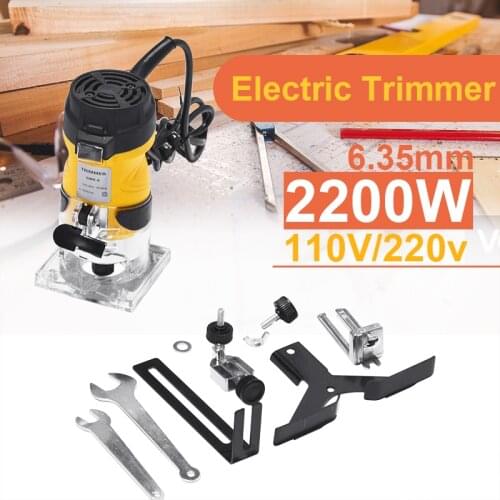 2200W Electric Hand Trimmer Wood Router 6.35mm Woodworking Laminator Carpentry Trimming Cutting Carving Machine Power Tool Set