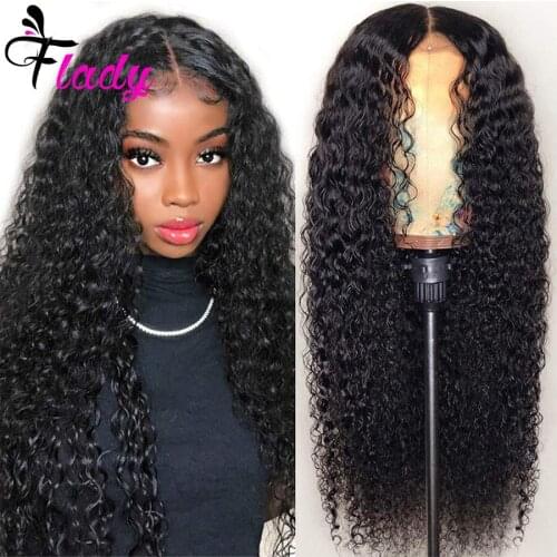 Flady Peruvian Kinky Curly Human Hair Wig Pre Plucked 13x4 Lace Front Human Hair Wigs with Baby Hair Curly Lace Frontal Wig