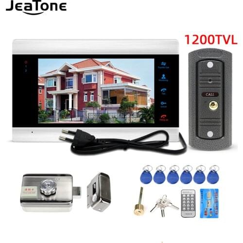 Jeatone7' Wired Video Intercom with Lock Video Door Phone for Apartment Home Electric Lock Access Control System,Support IC card