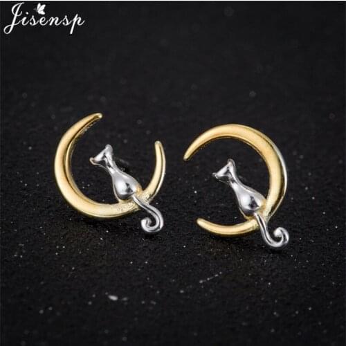 Fashion Lovely Animal Stud Earrings for Women Pendientes Mujer Origami Cat Moon Earings Girls Party Jewelry Accessories Gifts