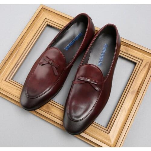 New style mens leather shoes, breathable business casual leather shoes, one-step soft surface, cowhide lazy shoes