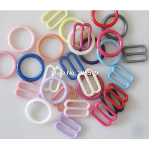 NBNLAF 100pcs Bra Buckles (50Pcs O Ring +50Pcs 8 Slider) Colorful Plastic Buckle Buttons Underwear Accessories