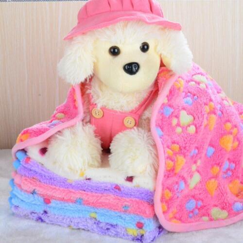 Pet Dog Cat Blanket Puppy Bed Quilt Bath Towel Pet Car Cushion Soft Towel Paw Print Mat For Large Dog