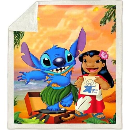Disney Lilo & Stitch Polar Fleece Fabric Blanket on Bed/Sofa Sleeping Cover Bedding Throws Bed Cover for Kids Children Gift