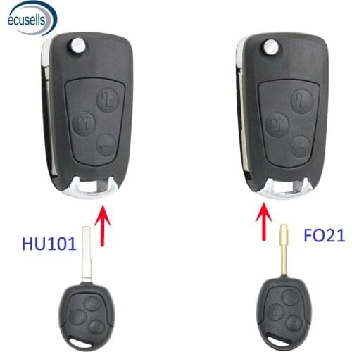 SALE ! 3 Buttons Modify Remote Folding Flip Key Shell Case Fob For-Ford-Mondeo Focus FO21 Blade HU101