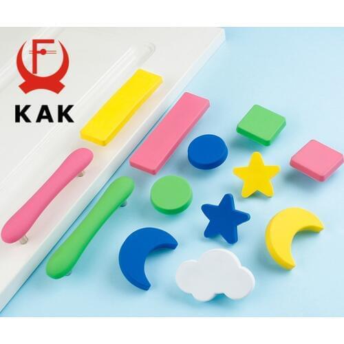 KAK Children Kids Room Drawer Knobs and Handles Moon Star Cartoon Furniture Handle PVC Cloud Door Knobs Cabinet Pulls for kids