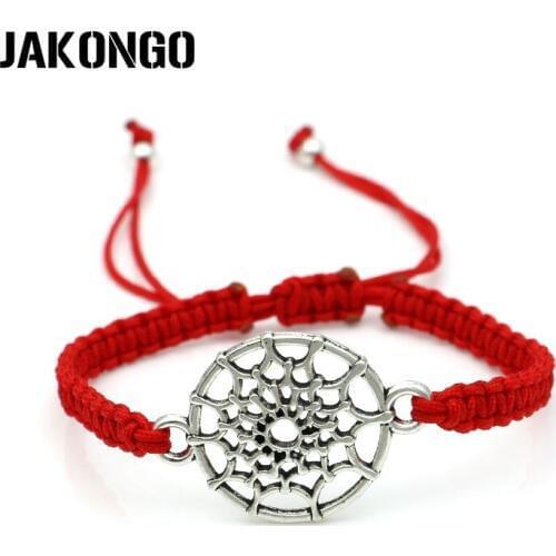 JAKONGO Dreamcatcher Charm Bracelet Braided Red Rope Bracelet for Women Men Adjustable Handmade Bracelet