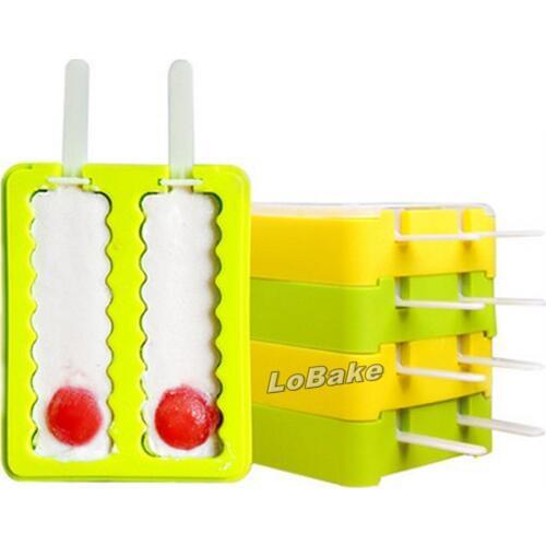 Brand new 2 cavities long twist heliciform shape silicone chocolate lollipop ice cream popsicle mold cake pop mould for baking