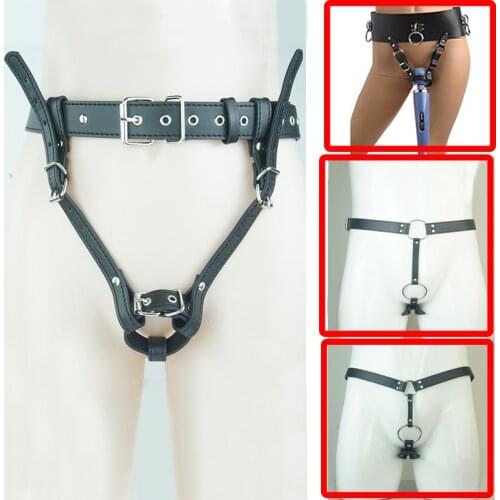 BDSM Forced Orgasm,Strapon Magic Wand Holder Harnes,Leather Vibrating Panties,Strap-on Vibrator,SM Bondage Chastity Sex Toys