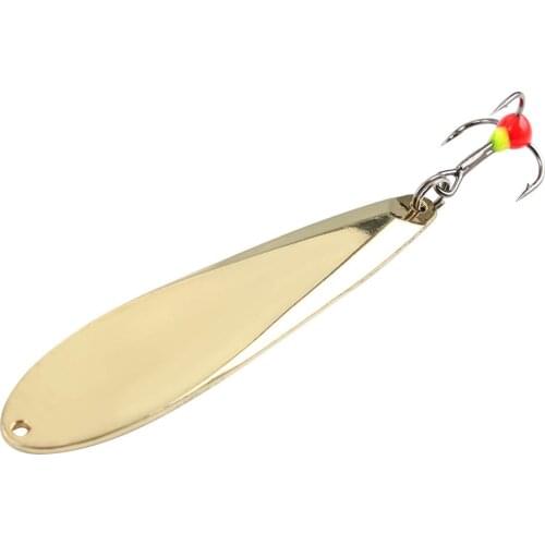 Vertical Jigs Winter Ice Fishing Lure Golden Silver 73mm 12g Metal Spoonbait with Treble Hook for fishing of perch and pike