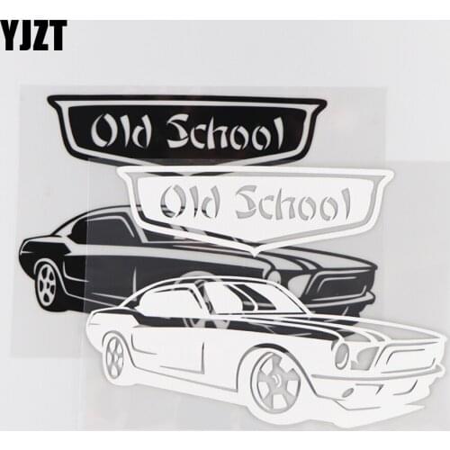 YJZT 20×14.1CM Old School Car Sticker Vinyl Decal Art Fashion Personality Cartoon Black/Silver 4C-0360