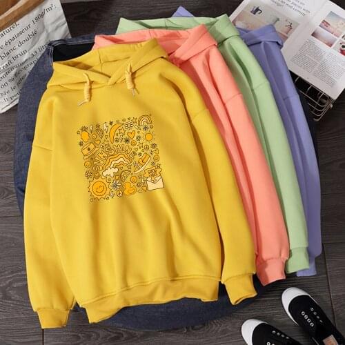 Bluzka Damska K-pop Hoodies Women Aesthetic Grunge Aesthetic Frau Pullover Velvet Sweatshirt Friends Loose Fleece Hoodie Jacket